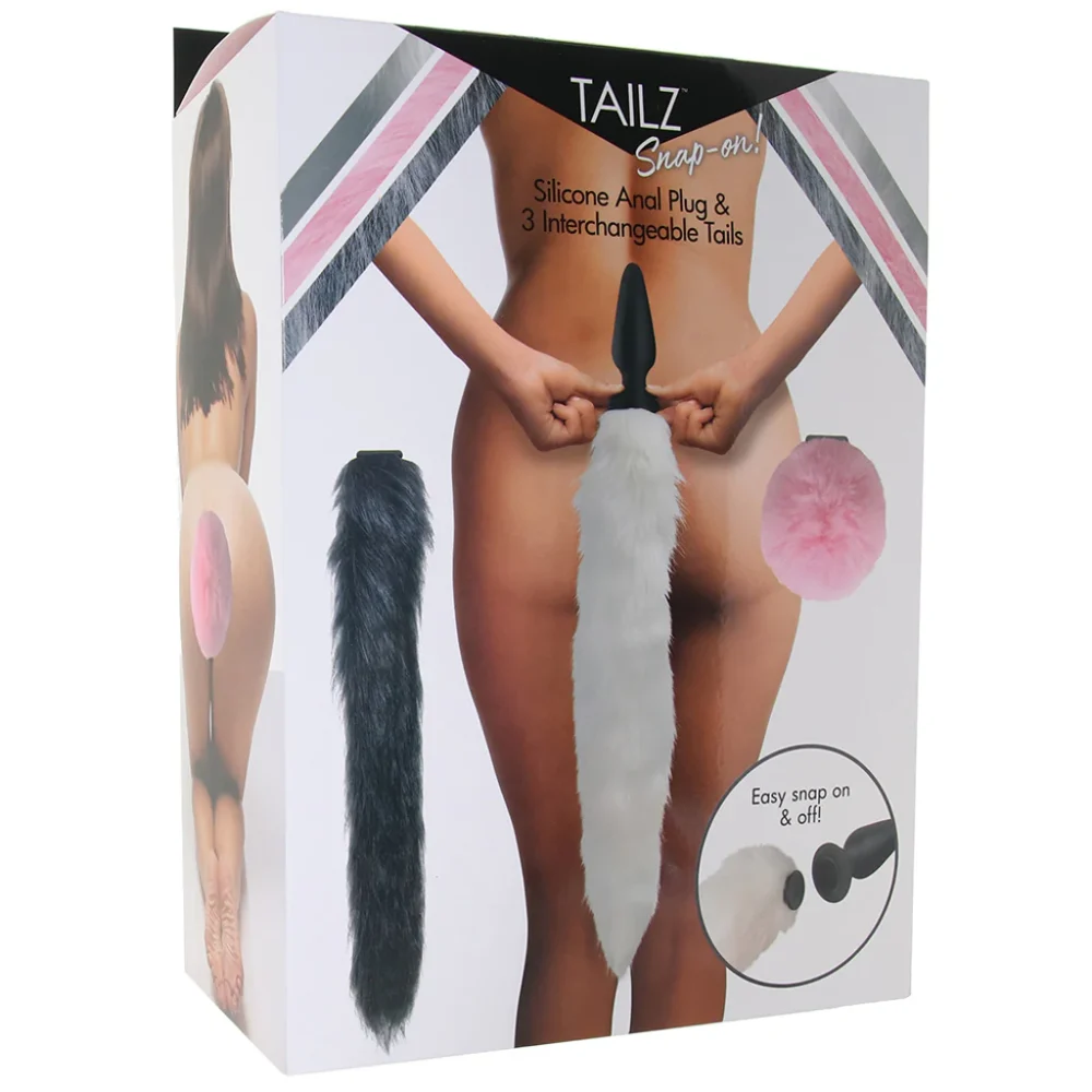 Tailz - Snap-On Silicone Anal Plug & 3 Interchangeble Tails