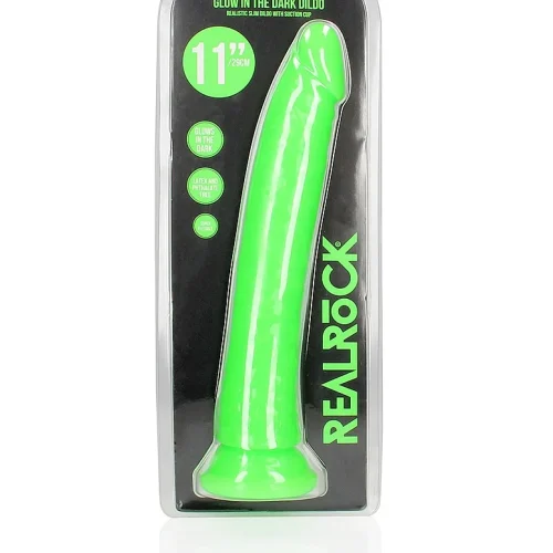 RealRock – 11″ Slim Glow in the Dark Neon Dildo