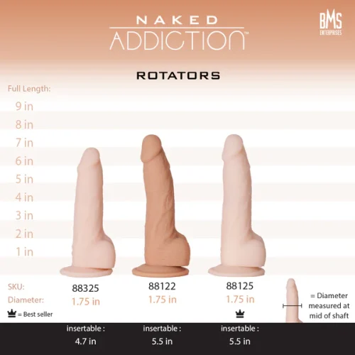 Naked Addiction Rotating & Vibrating Dildo with Remote