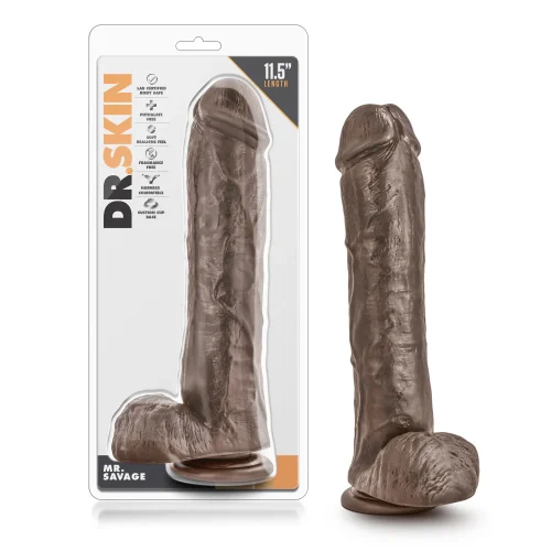 Dr. Skin - Mr. Savage Realistic Chocolate 11-Inch Long Dildo With Balls