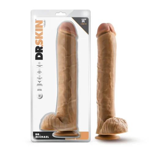 Dr. Skin | Dr. Michael 14 Inch Long Dildo with Suction Cup & Balls Tan