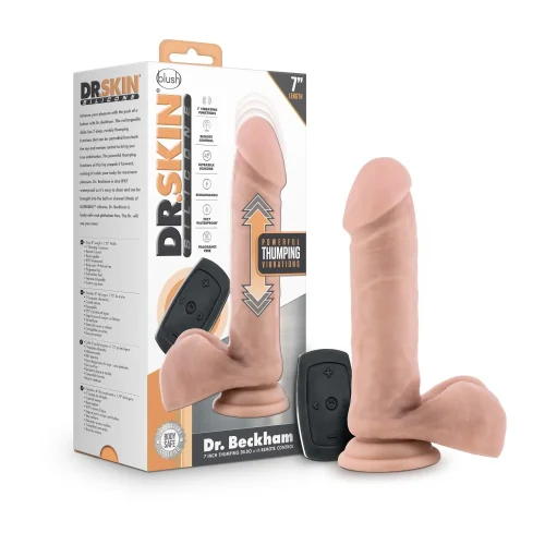 Dr. Skin - Dr. Beckham 7.5-Inch Long Rechargeable Remote Control Vibrating Dildo With Suction Cup Base