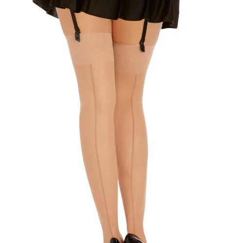 Sheer Thigh Highs – With Back Seam Nude
