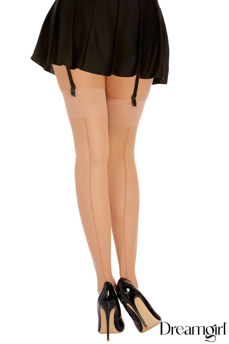 Sheer Thigh Highs – With Back Seam Nude