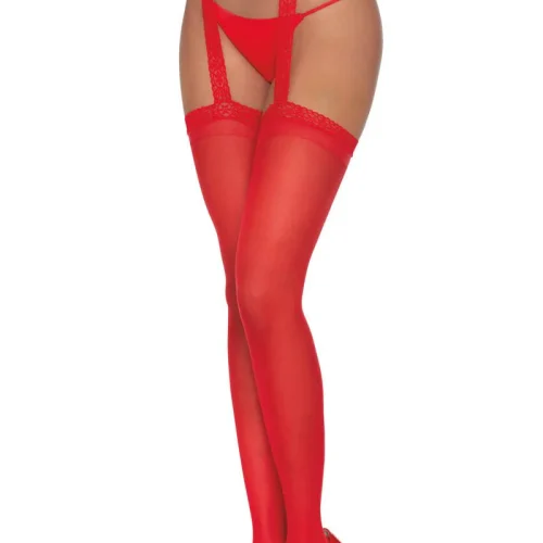 Sheer Suspender Pantyhose Red