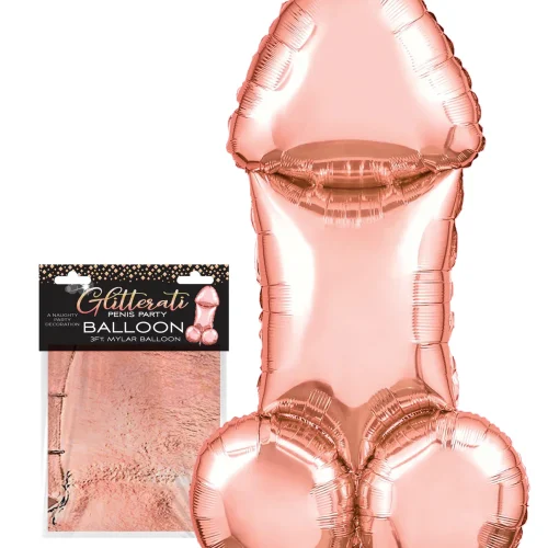 Glitterati Penis 3ft Rose Gold Mylar Balloon