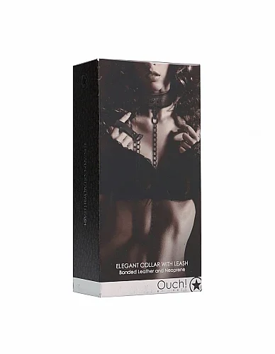 Ouch! Elegant Collar with Leash Titanium Grey