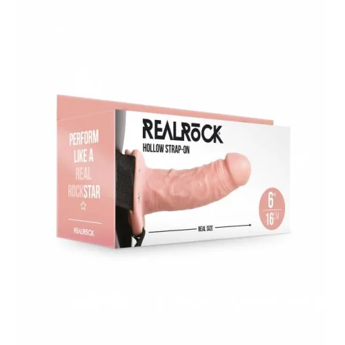 RealRock - Hollow Strap-On - 6 inch - Beige
