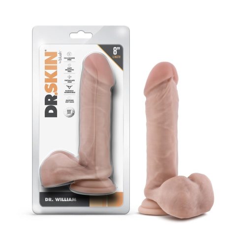 Dr. Skin | Dr. William 8 Inch Long Dildo with Suction Cup & Balls Beige