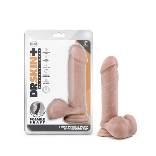 Dr. Skin PluS | Realistic Vanilla 8-Inch Long Soft Yet Erect & Posable Dildo With Balls & Suction Cup Base