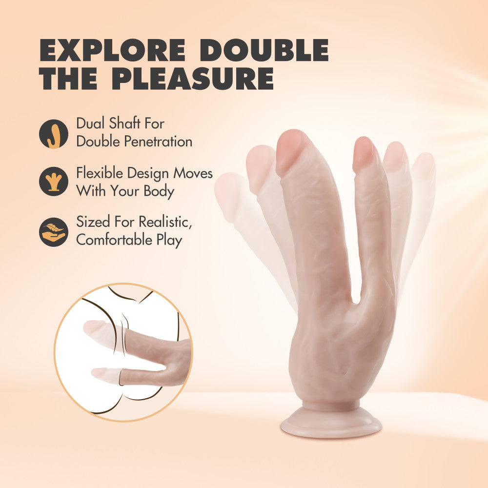 Dr. Skin | Vanilla 8-Inch Long Double Penetration Cock With Suction Cup Base – Image 4