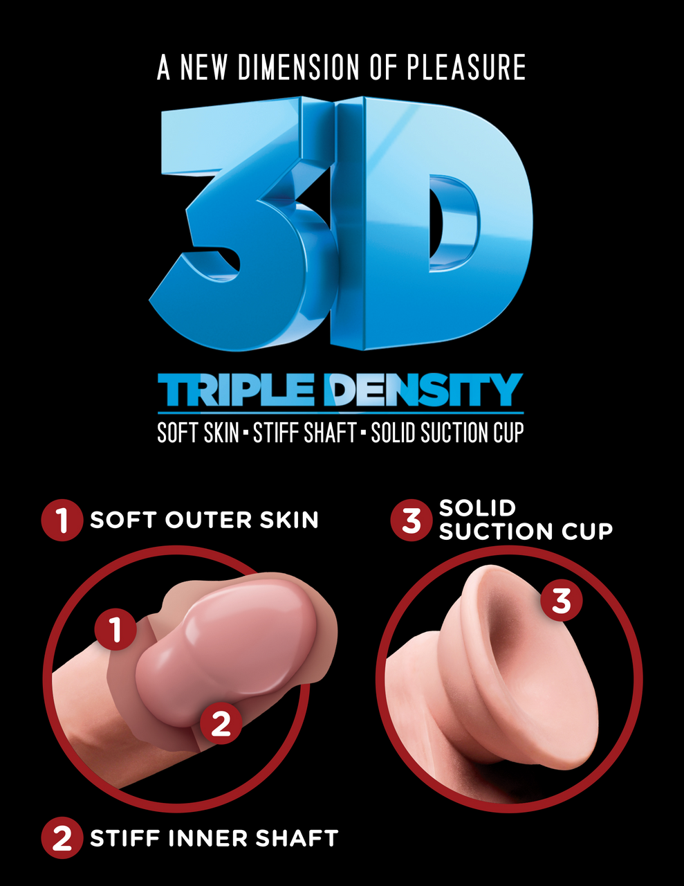 King Cock Plus - Triple Density 9.5 inch Realistic Double Penetrator Dildo with Suction Cup – Image 3