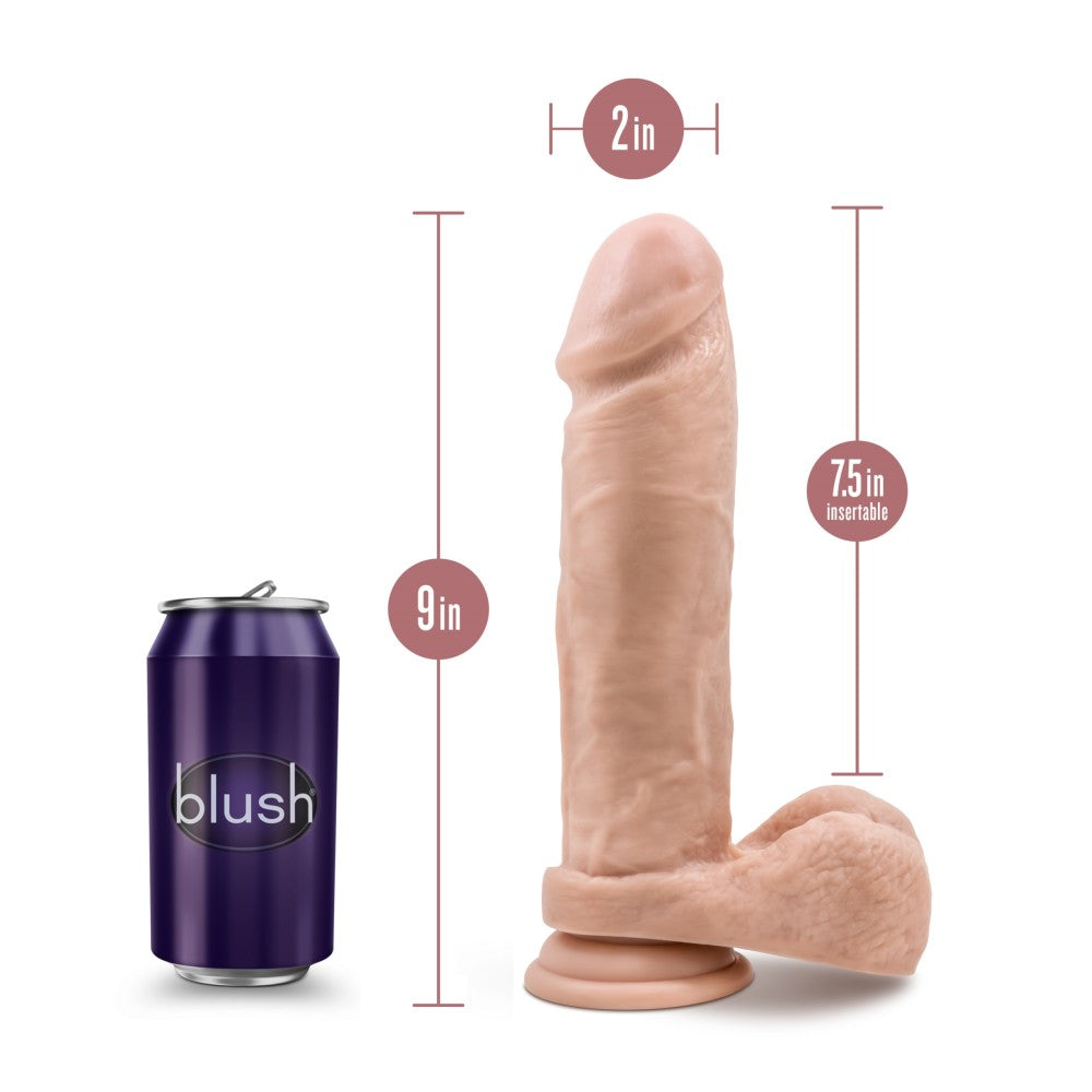 Dr. Skin Silicone By Blush® | Dr. Julian Realistic Vanilla 9-Inch Long Dildo W/Balls & Suction Cup Base – Image 3