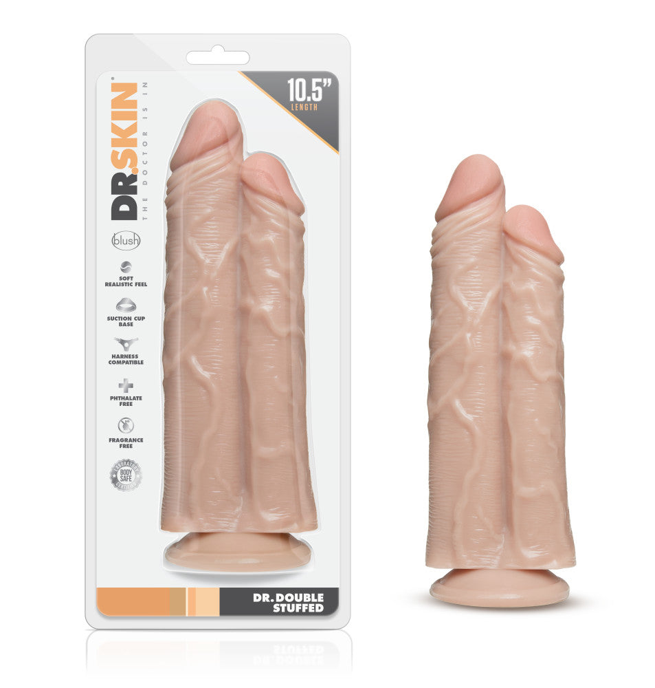 Dr. Skin | Double Trouble Realistic Vanilla 10.5-Inch Long Double Dildo With Suction Cup Base