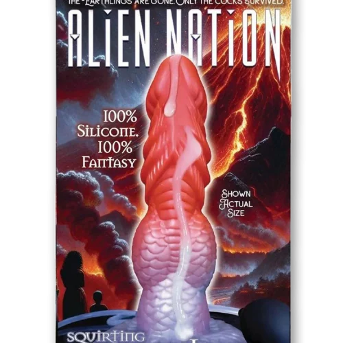 Alien Nation - Eruptor Silicone Self Lubricating Dildo - Red/Silver