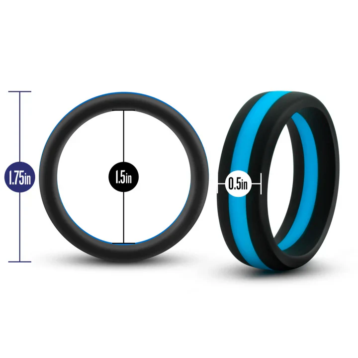 Performance | Pro: Blue & Black Penis Ring - Made with Puria™ Silicone – Image 3