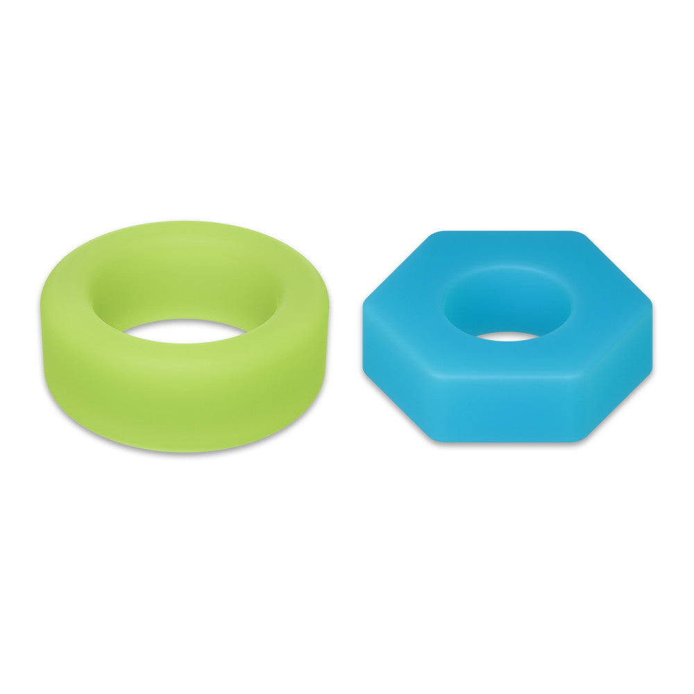 Performance Plus | Flash 2 Cock Ring Set – Glow In The Dark – Platinum-Cured Liquid Silicone – In Neon – Image 6
