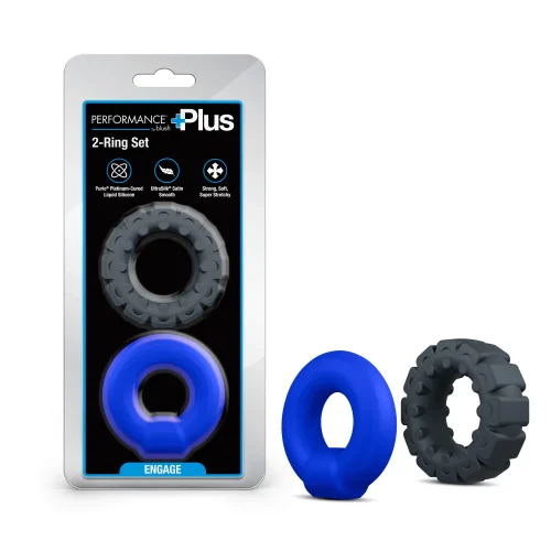 Performance Plus | Engage 2 Cock Ring Set – Smooth & Textured – Platinum-Cured Liquid Silicone