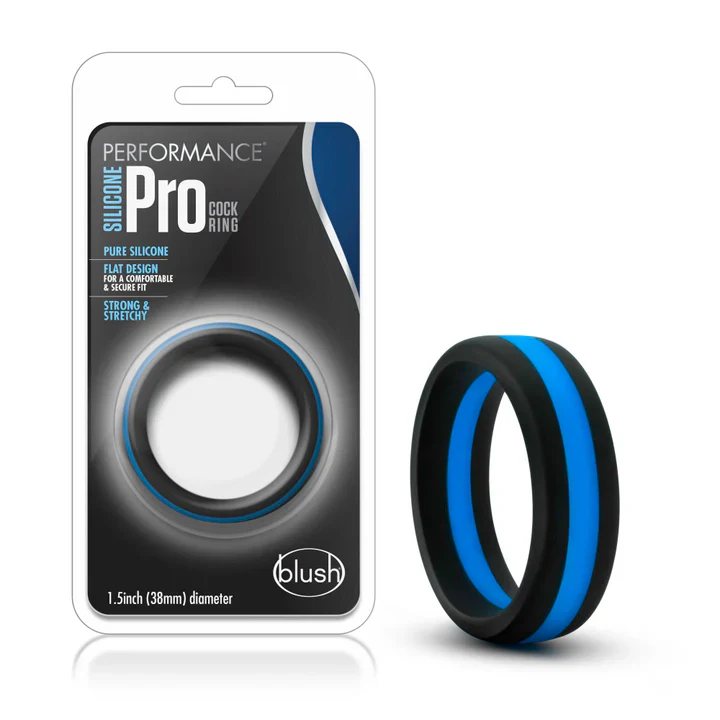 Performance | Pro: Blue & Black Penis Ring - Made with Puria™ Silicone
