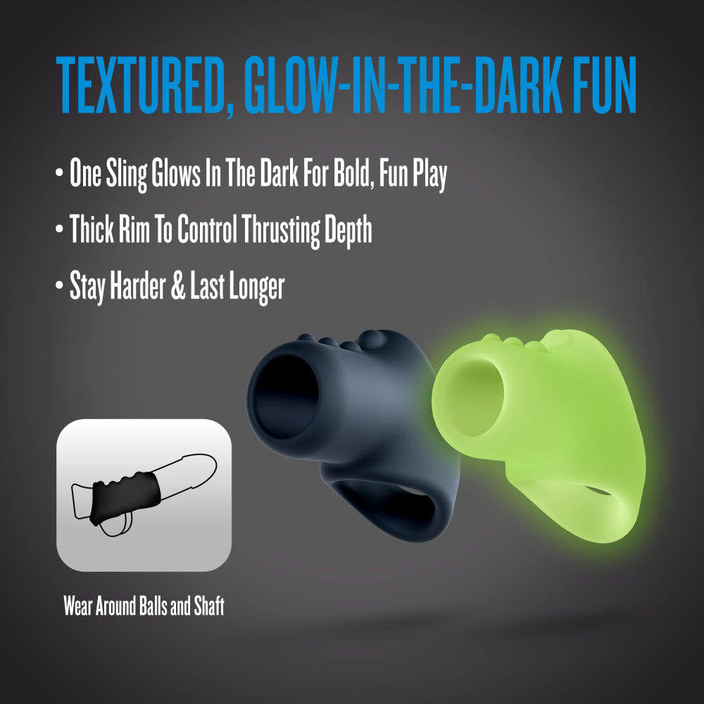 Performance Plus | Flare 2 Cocksling Set – Glow In The Dark – Platinum-Cured Liquid Silicone – In Neon – Image 4
