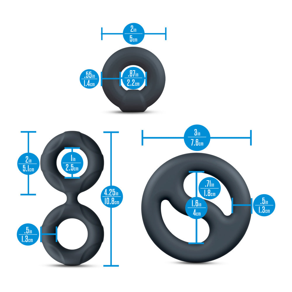 Performance Plus | Throttle 3 Piece Set Cock Ring & Ball Stretcher – Platinum-Cured Liquid Silicone – Image 3