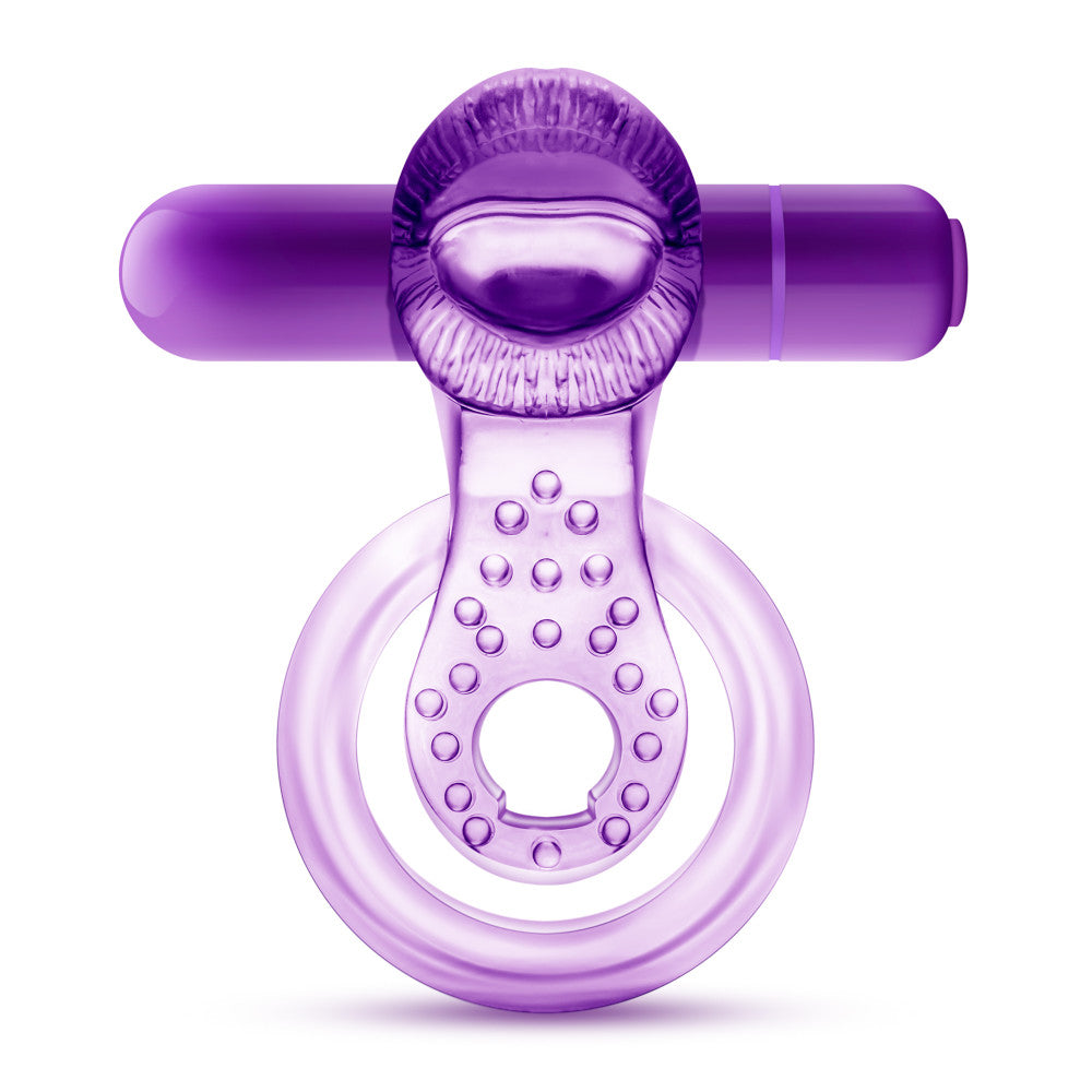 Play With Me | Lick It: Purple Vibrating Double Strap Penis Ring – Image 6