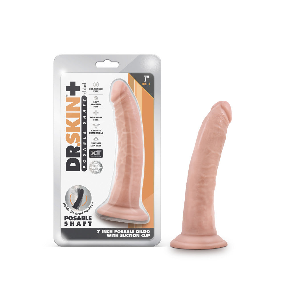 Dr. Skin PluS | Realistic 7.5-Inch Long Soft Yet Erect & Posable Dildo With Suction Cup Base