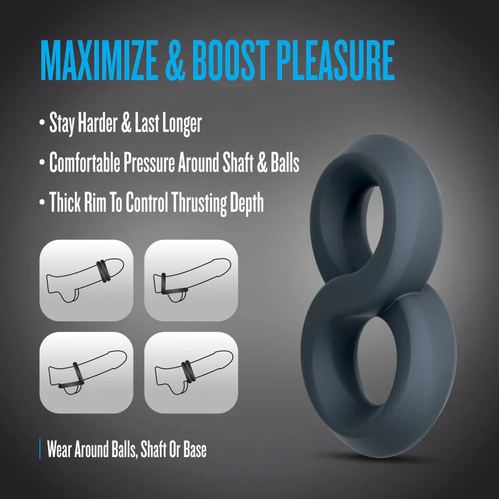 Performance Plus | Launch Double Strap Cock & Ball Ring – Platinum-Cured Liquid Silicone – Durable & Stretchy – Image 4