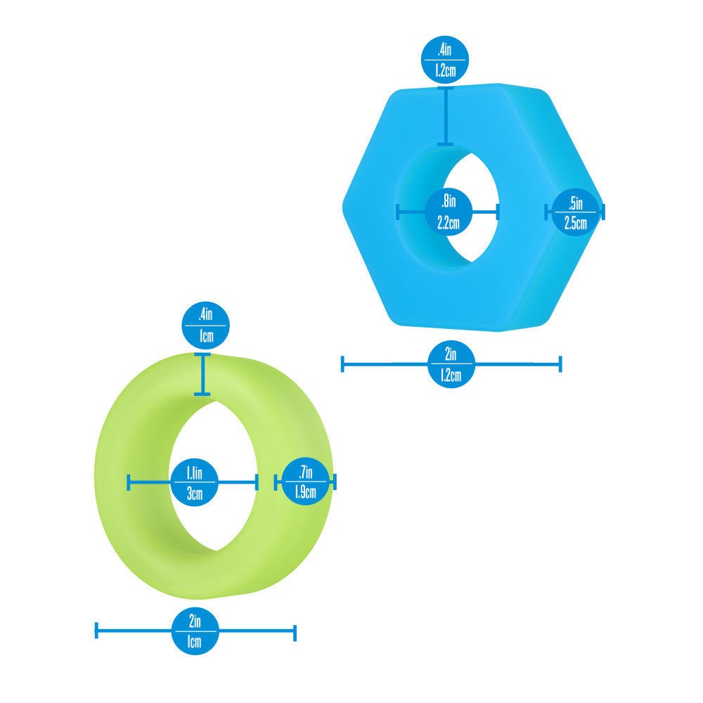 Performance Plus | Flash 2 Cock Ring Set – Glow In The Dark – Platinum-Cured Liquid Silicone – In Neon – Image 3