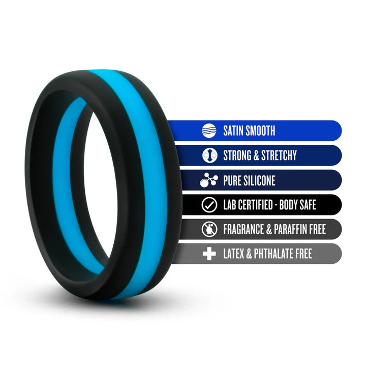 Performance | Pro: Blue & Black Penis Ring - Made with Puria™ Silicone – Image 2