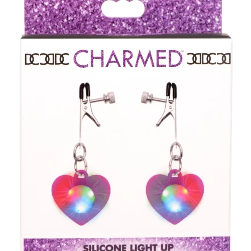 Charmed Silicone Light Up Heart Nipple Clamps
