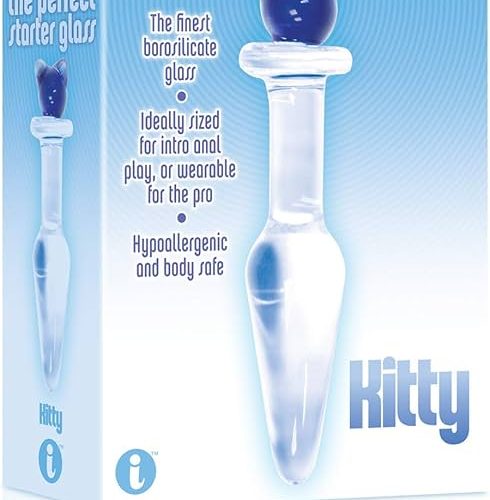 First Glass Kitty Love - Glass Butt Plug - Blue