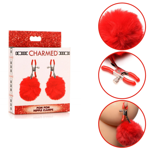 Charmed Pom Pom Nipple Clamps - Red