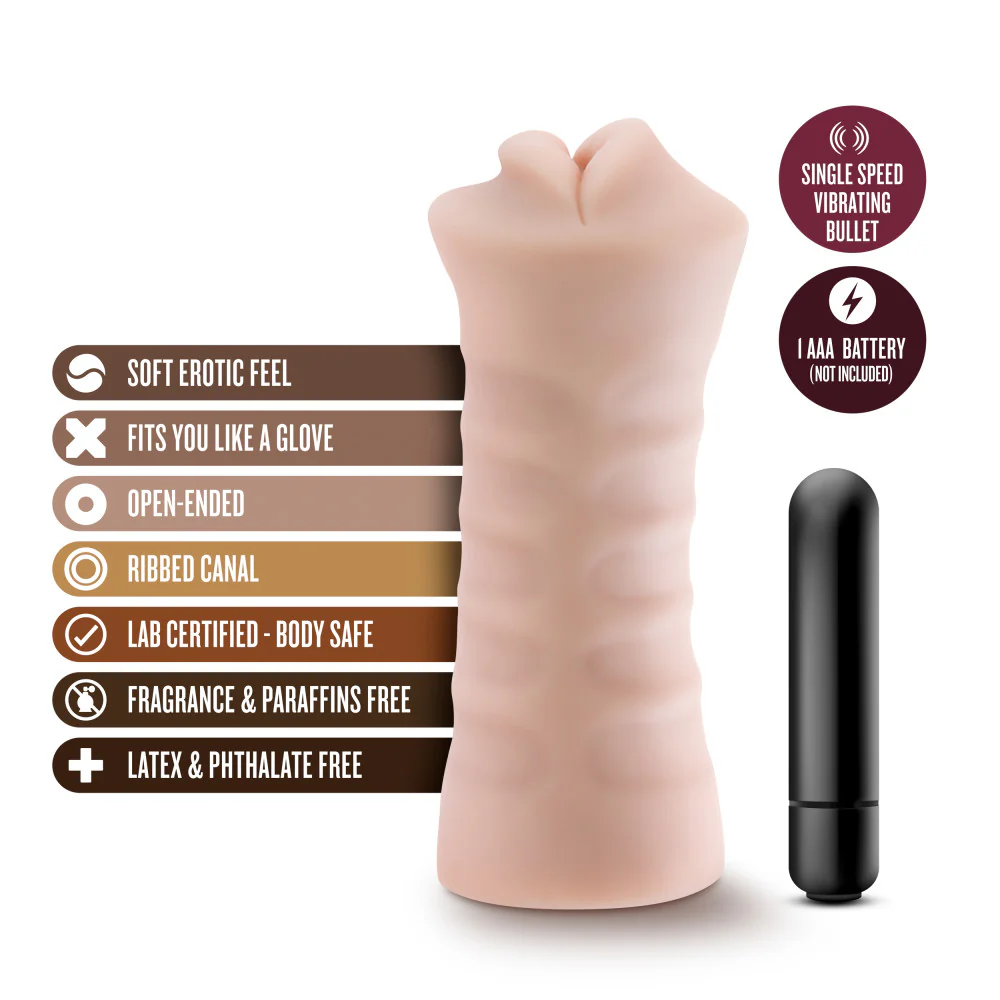M For Men | Angie Realistic Vanilla Vibrating Masturbator / Stroker – Image 2
