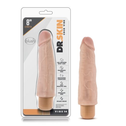 Blush - Dr Skin | Cock Vibe 14 Realistic Beige 8-Inch Long Vibrating Cock