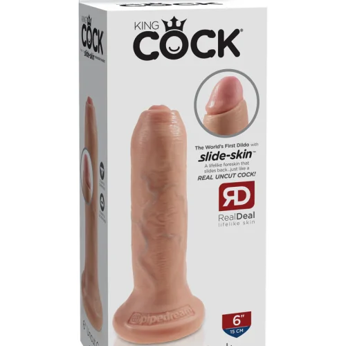 King Cock - Uncut Cock Realistic Dildo - 6 inch