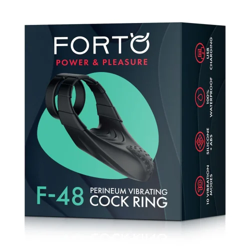 F-48: VIBRATING PERINEUM DOUBLE C-RING- BLACK - FORTO