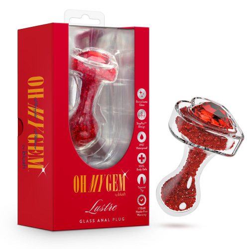 Lustre Glass Anal Plug With Ruby Heart-Shaped Base