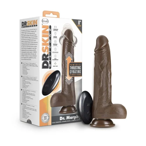 Dr. Skin Silicone | Dr. Murphy Realistic Chocolate 8.75-Inch Long Thrusting & Vibrating Dildo With Suction Cup Base