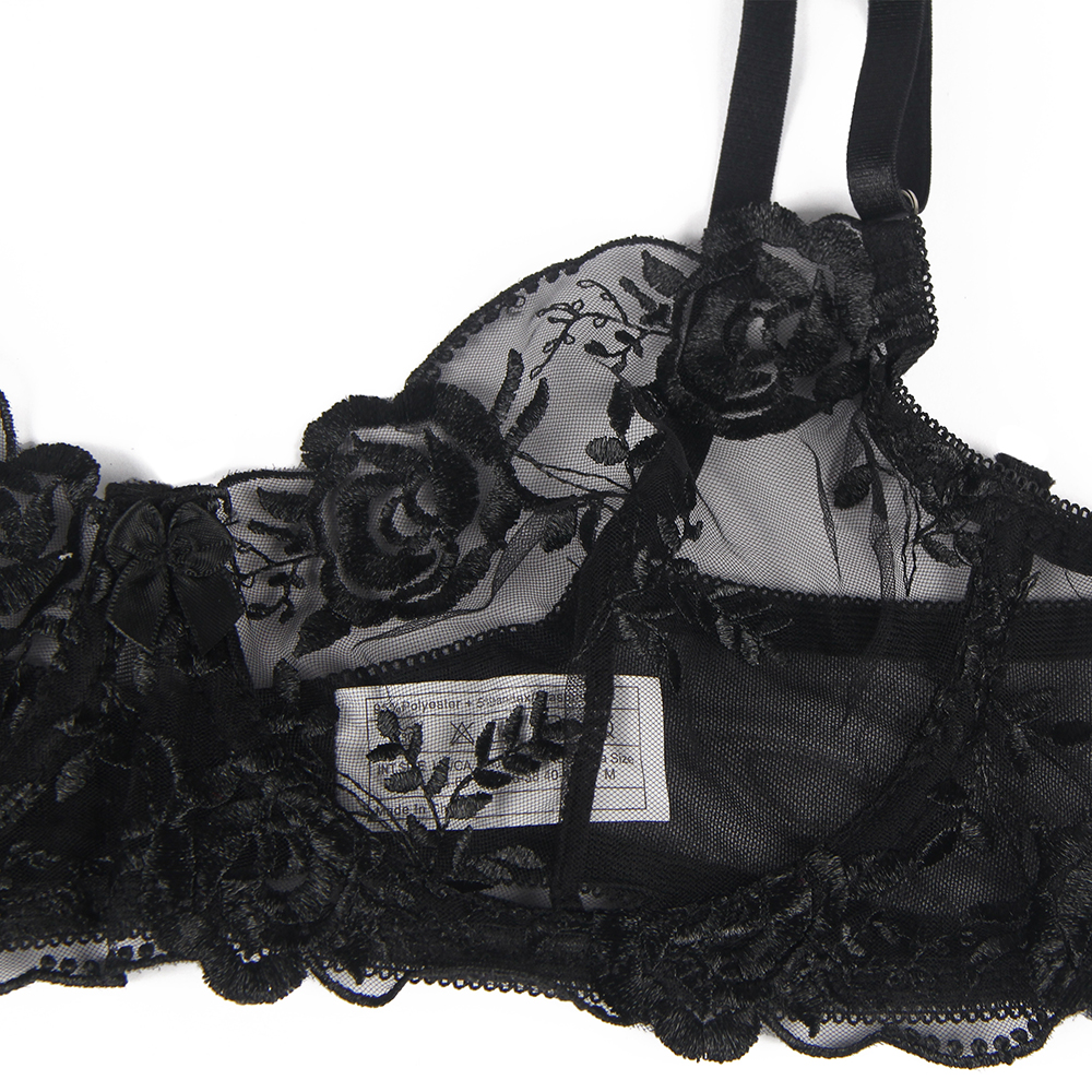 Black Rose Underwire Garter Lingerie Set – Image 6