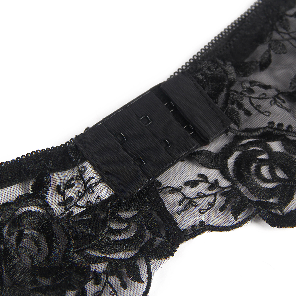 Black Rose Underwire Garter Lingerie Set – Image 4
