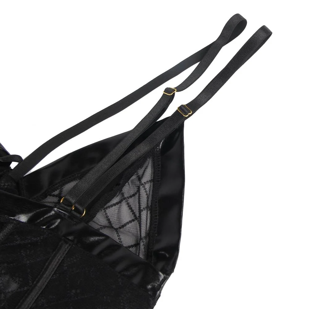 Perspective Lace Check Gartered Lingerie – Image 5
