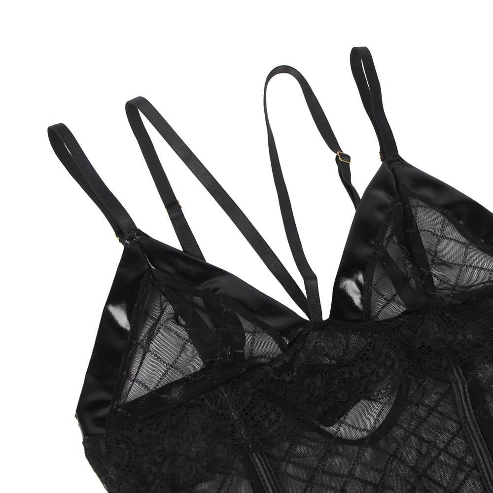 Perspective Lace Check Gartered Lingerie – Image 4