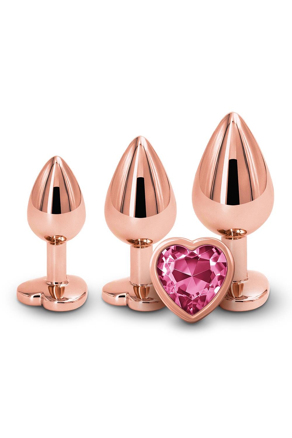 REAR ASSETS - TRAINER KIT ALUMINIUM BUTT PLUGS ROSE GOLD HEART – Image 3