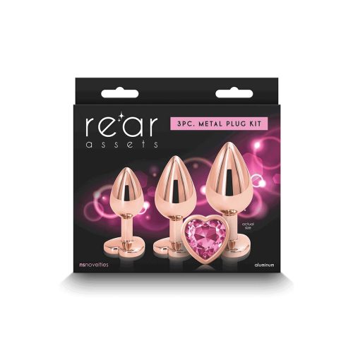REAR ASSETS - TRAINER KIT ALUMINIUM BUTT PLUGS ROSE GOLD HEART