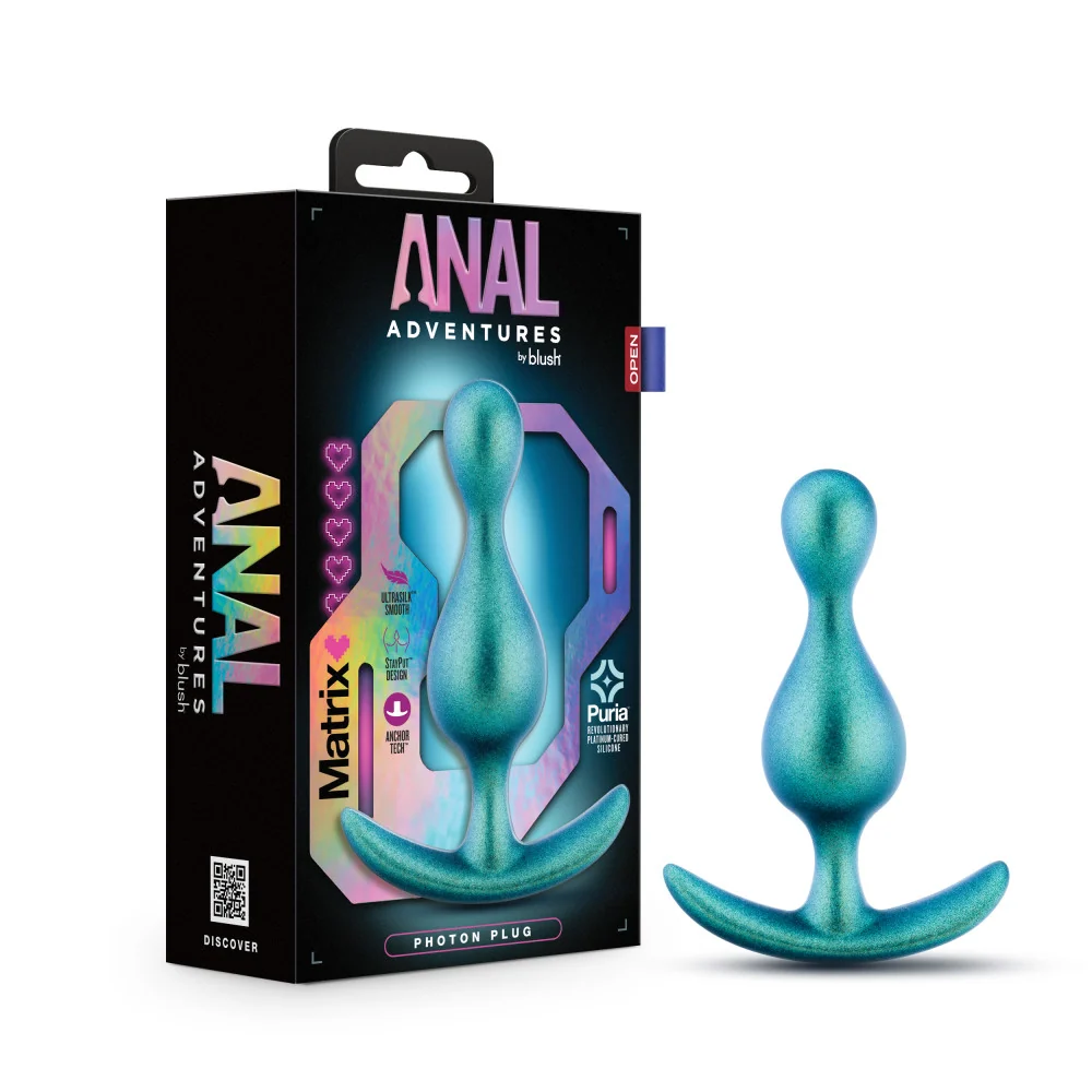 The Photon Plug: 4.5 inch Smooth Tapered Butt Plug in Neptune Teal